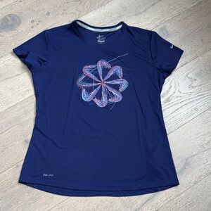 Nike Women's dark purple Short Sleeve Dri-FIT Tee with Blue and Pink Graphic
